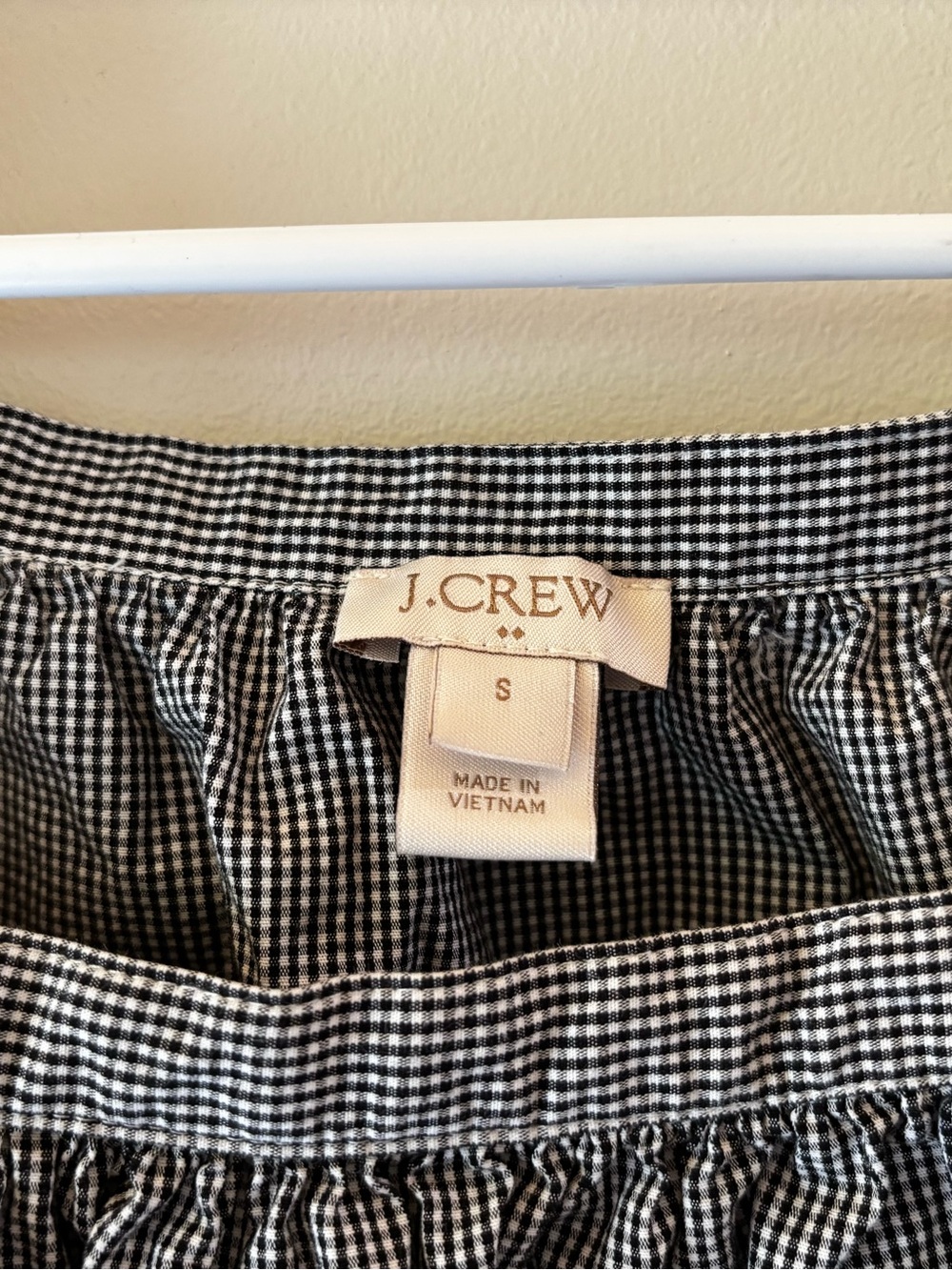 J. Crew Black and White Gingham Square-Neck Blouse Size Small - Picture 4 of 4